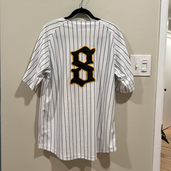 PITTSBURGH Headgear Classics Nostalgia Co. Button Down Pinstripe Jersey sz L - Picture 6 of 14